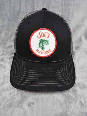 Richardson Joe's Bait & Tackle Black Gray Mesh-Back Patch Fishing Trucker Hat